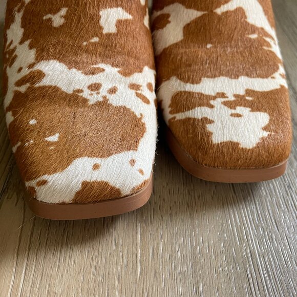 Yellow Box Women's Cow Hair Tan Brown White Mule Clog Shoes 8 - Picture 3 of 9